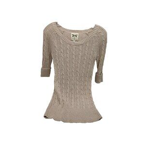 Marshalls Dragonfly Sweater Size Medium Brown Oatmeal Knit Pullover Length 27"